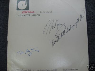 Neil Young-Landing on water -ACETATE- RARE-AUTOGRAPH