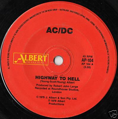 popsike.com RARE AC/DC - HIGHWAY TO HELL - 45 VINYL RECORD - auction details