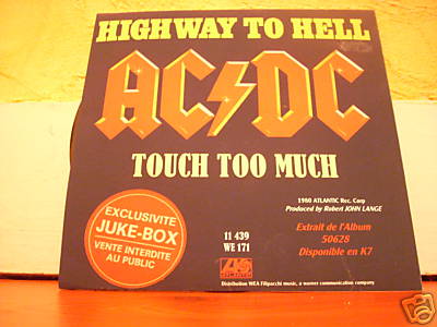 Tulipaner kasseapparat Atticus popsike.com - AC/DC TOUCH TOO MUCH /HIGHWAY TO HEL ATL11 439 JUKEBOX -  auction details