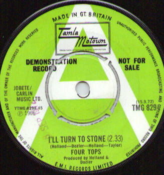 Green & White Motown Demo - Four Tops - I'll Turn To Stone - TMG 829