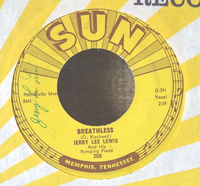  - Rockabilly 45-Jerry Lee Lewis-Breathless-Sun 288-SIGNED -  auction details