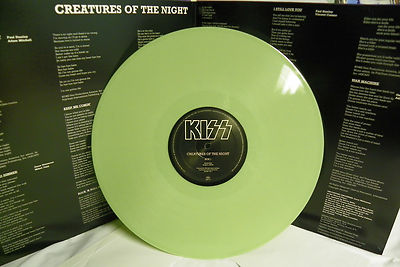 RARE KISS CREATURES OF THE NIGHT GLOW IN THE DARK GREEN LP RECORD VINYL ALBUM
