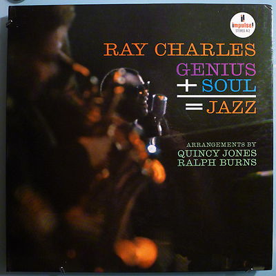 RAY CHARLES GENIUS+SOUL=JAZZ RARE ORIGINAL 1961 IMPULSE STEREO LP NEAR MINT