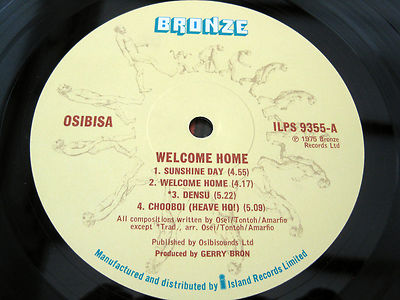 Osibisa WELCOME HOME UK LP 1ST PRESS BRONZE/ISLAND PLAYS 100% NEAR MINT