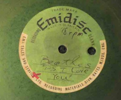 Beatles 10" metal 78 rpm ACETATE  2 sided EMIDISC "P.S. I Love You" green vinyl