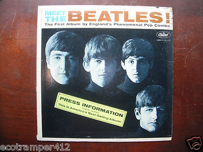 Meet the Beatles PRESS INFORMATION STICKER  early Promo Jacket 1st
