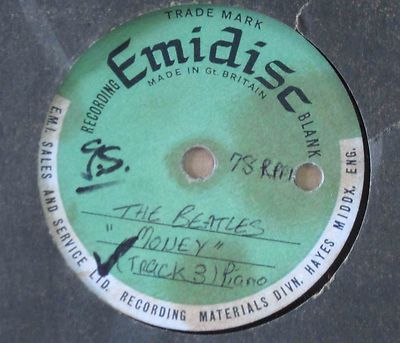 Beatles 10" metal 78 rpm ACETATE (1 sided) EMIDISC "Money" UNISSUED