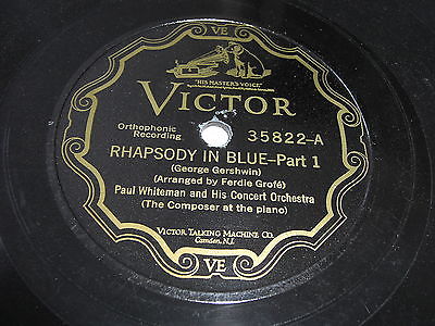 GEORGE GERSHWIN VICTOR 78 RPM RECORD 35822 RHAPSODY IN BLUE PAUL WHITEMAN SCROLL