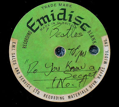 BEATLES 10" metal ACETATE, 78 rpm EMIDISC, "There's A Place" UNISSUED VERSION