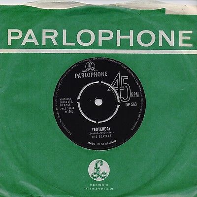 THE BEATLES "YESTERDAY"/"DIZZY MISS LIZZY"  UK export single Parlophone DP563