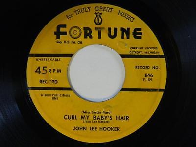 John Lee Hooker 45 Sadie Mae CURL MY BABY'S HAIR / 609 BOOGIE inst.  Fortune VG-