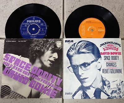 DAVID BOWIE 2 x 7" SPACE ODDITY 1969 + 1975 Made in Holland - PS 1975 Near Mint