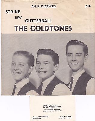 Surf 45 Pic Sleeve ONLY The Goldtones "Strike" on A&R from '63 w Business Card
