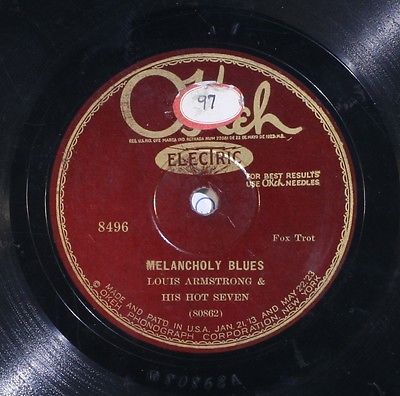 78 RPM -- Louis Armstrong and His Hot Seven, Okeh 8496, V+ / V  Jazz