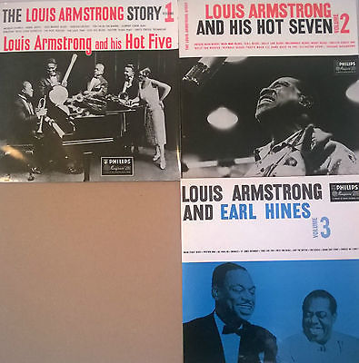 X3 LP The Louis Armstrong Story Vol. 1, 2, 3 // UK Phillips Minigroove