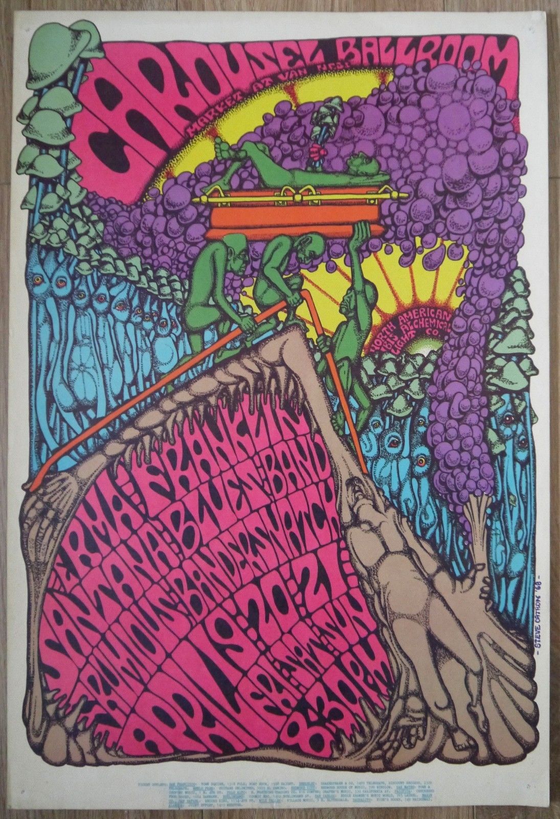 Santana. Super rare original 1968 San Francisco Concerts Poster. VG+.