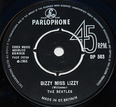 BEATLES 1965 UK EXPORT Parlophone 45 - Dizzy Miss Lizzy / Yesterday DP 563 VG+