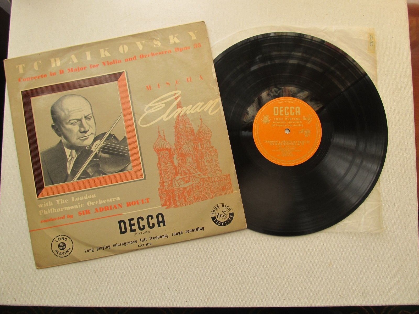 Tchaikovsky Concerto in D For Violin And Orchestra 12" LP Mischa Elman Decca 1st
