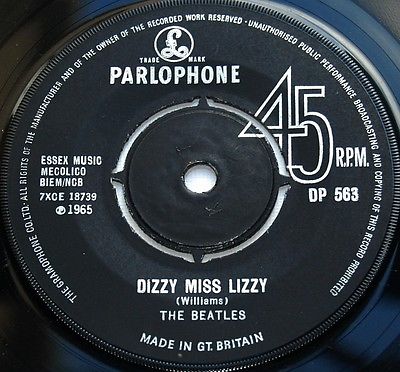 BEATLES 1965 UK EXPORT Parlophone 45 - Dizzy Miss Lizzy / Yesterday DP 563 EX