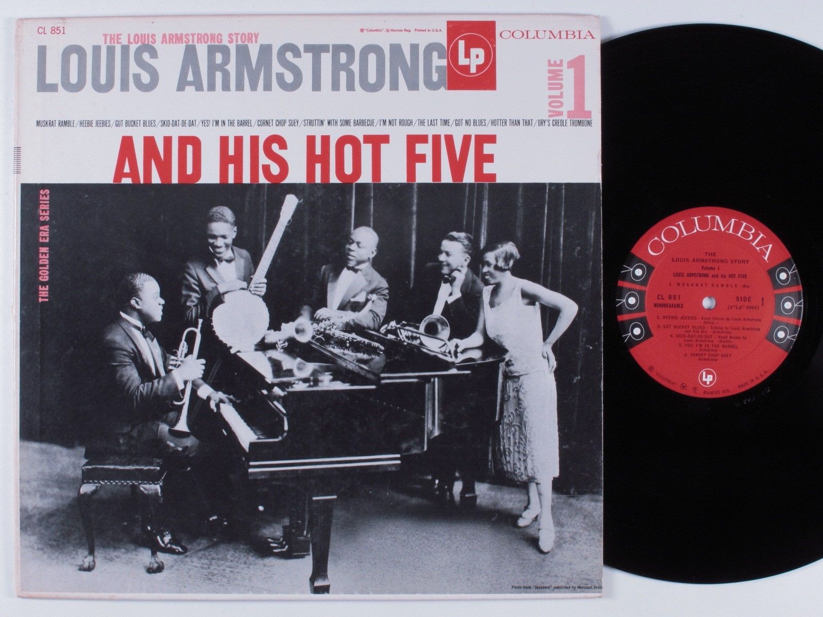 LOUIS ARMSTRONG/HIS HOT 5 Louis Armstrong Story Vol 1 COLUMBIA LP ++ mono 6-eye