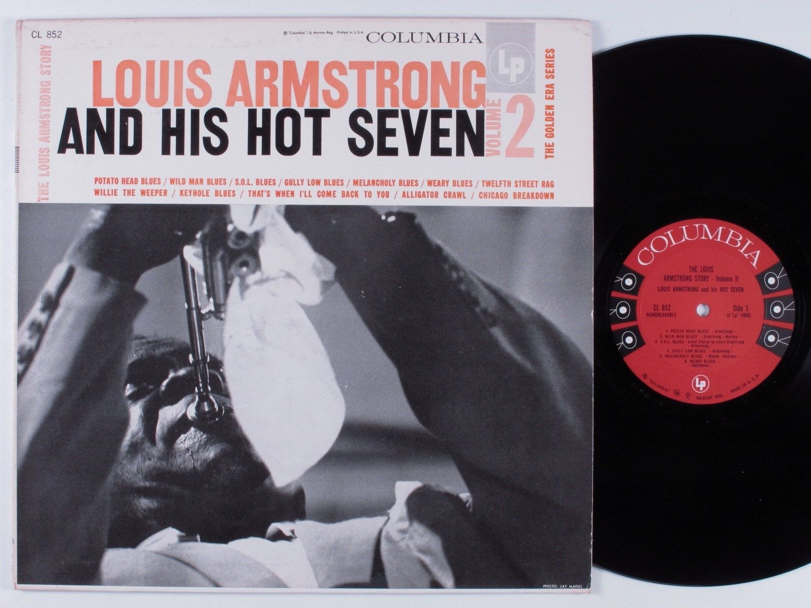 LOUIS ARMSTRONG & HIS HOT 7 Louis Armstrong Story Vol 2 COLUMBIA LP + mono 6-eye