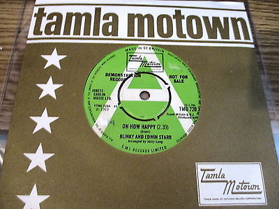 MOTOWN-TMG 720-SOUL-BLINKY AND EDWIN STARR-DEMO-7" VINYL RECORD-OH HOW HAPPY