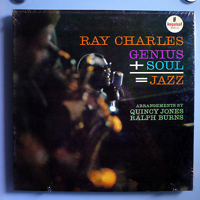 RAY CHARLES GENIUS+SOUL=JAZZ RARE ORIG '61 IMPULSE MONO LP SHRINK w/STICKER MINT