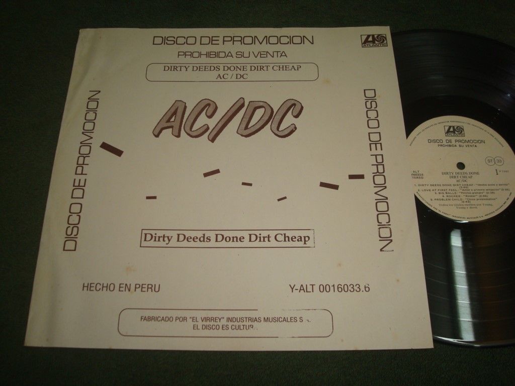 AC/DC "DIRTY DEEDS DONE DIRT CHEAP"  PROMO AC DC PERU LP (1981)