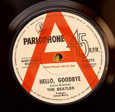 Beatles Hello Goodbye/I am the walrus Aussie 1967 "A" Label sample promo 45 VG++
