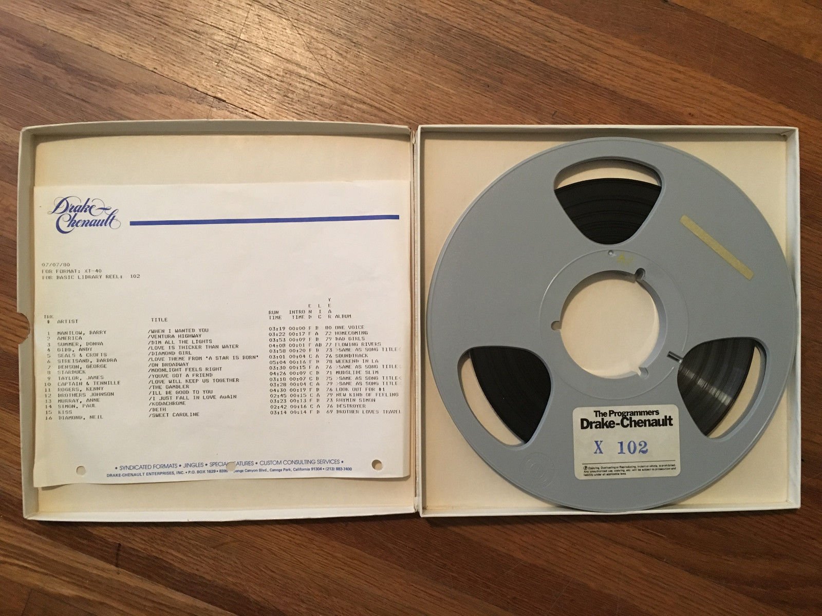  10.5 Reel to Reel Tape Music 7 1/2 ips. America Kiss James  Taylor Kenny Rogers. - auction details