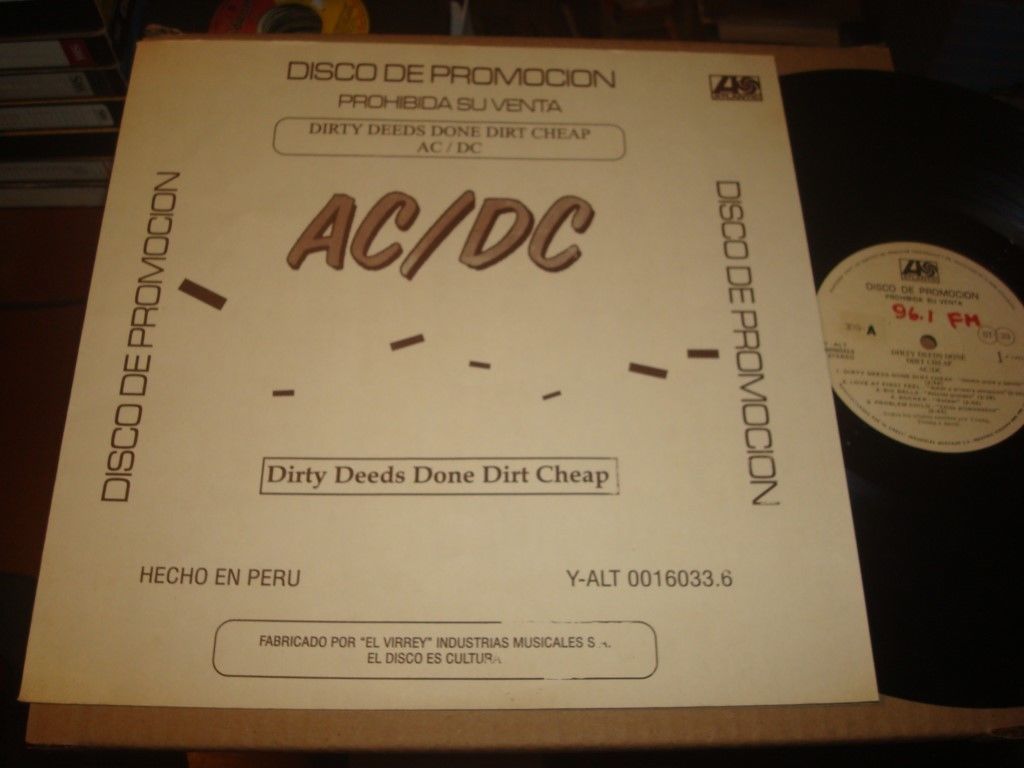 AC/DC "DIRTY DEEDS DONE DIRT CHEAP"  PROMO AC DC PERUVIAN LP (1981)
