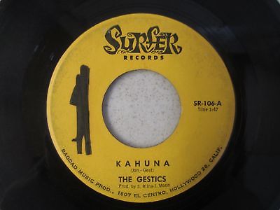 1964 THE GESTICS - KAHUNA / LET'S GO TRIPPIN' 45 SURFER RECORDS SR-106