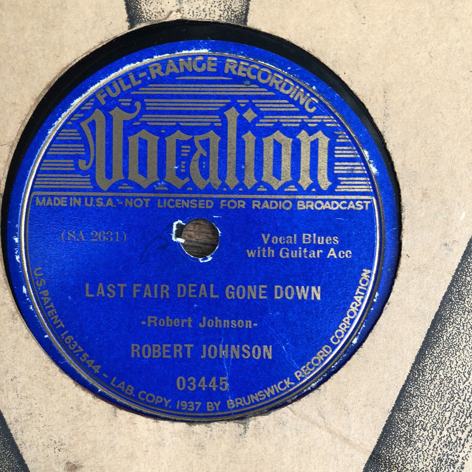 Vocalion 03445 ROBERT JOHNSON Last Fair Deal/32-20 Delta Blues 78 rpm  V/VV+