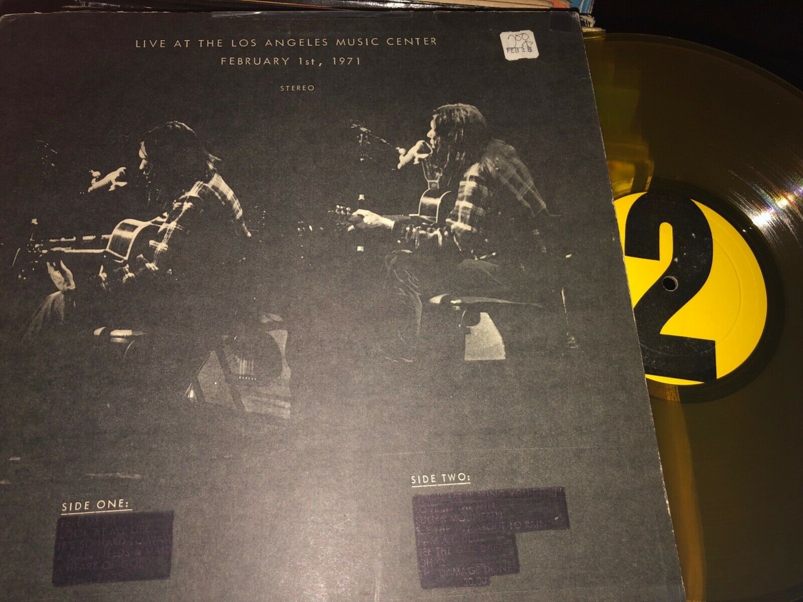 NEIL YOUNG - LIVE Bootleg LA Feb 01 ‘71 “Live at LA Music Center" Yellow vinyl