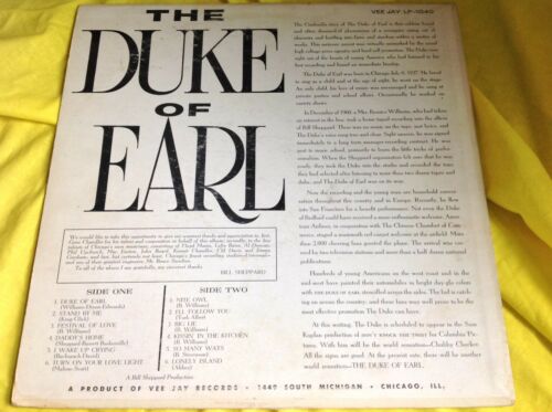 Pic 3 1962 Soul LP : Gene Chandler   Duke of Earl   The Duke of Earl   Vee-Jay 1040