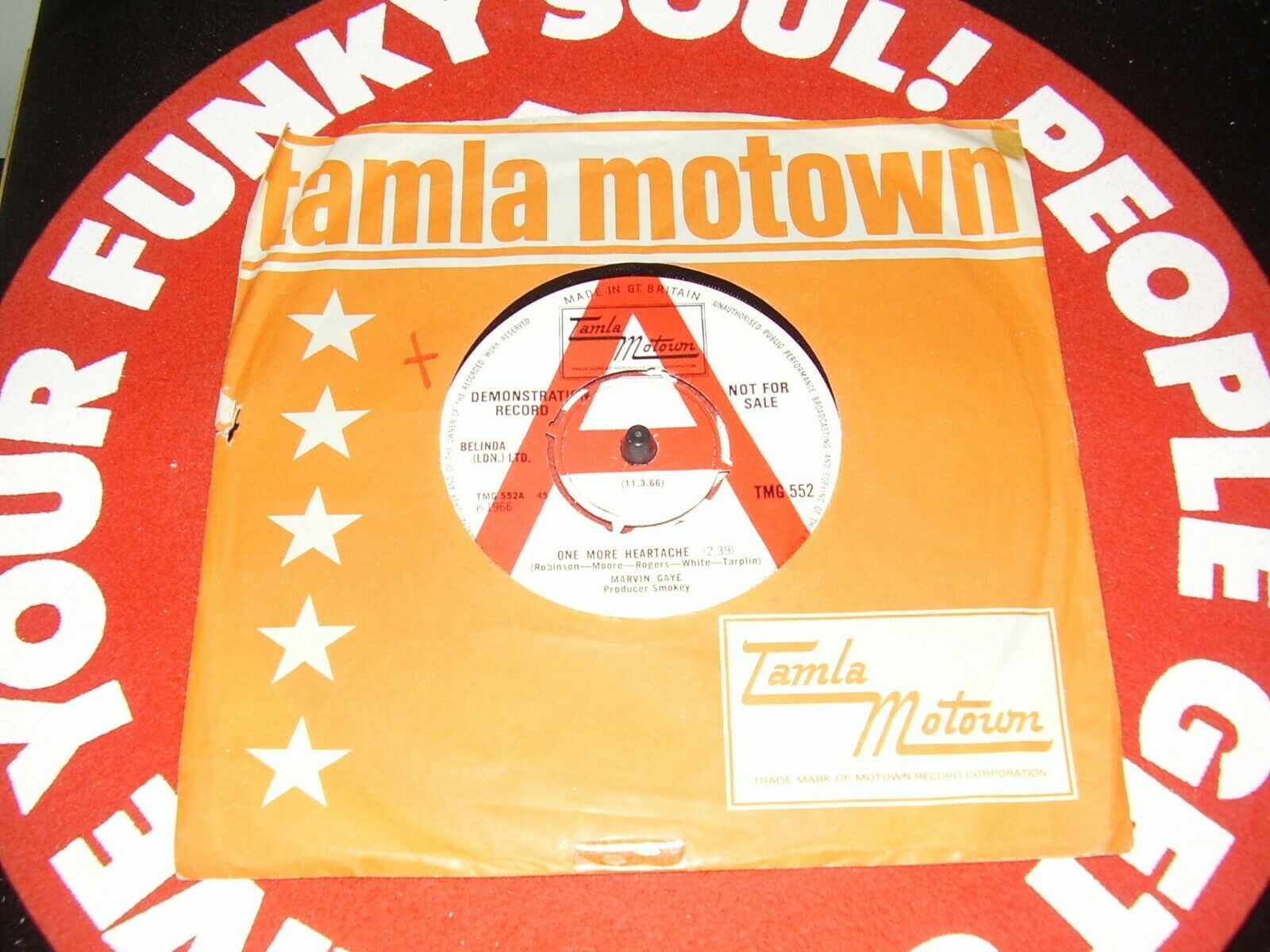 Marvin Gaye -One More Heartache- Demo copy- UK 45 7"l Tamla Motown TMG 552-rare