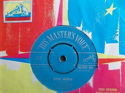 M- UK  BLUE HMV 45 -THE IMPRESSIONS- "GYPSY WOMAN" / "ASLONG AS YOU LOVE ME"