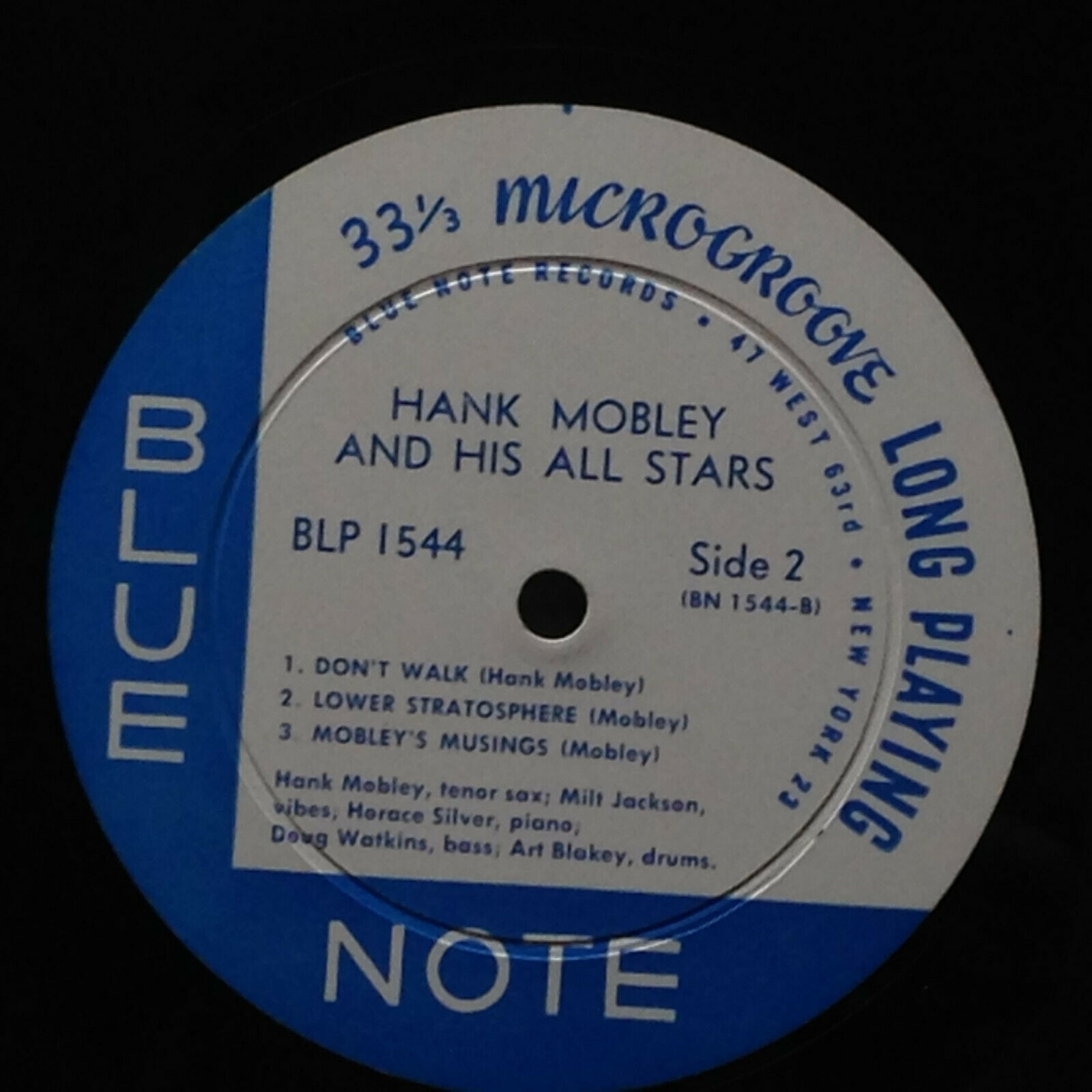 Pic 3 Hank Mobley-And His All Stars-Blue Note 1544-WEST 63RD NY 23-ORIG SUPERB COPY