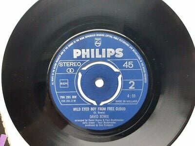 Pic 4 David Bowie 45 RPM Space Oddity / wild eyed boy from freecloud PS Holland 1969