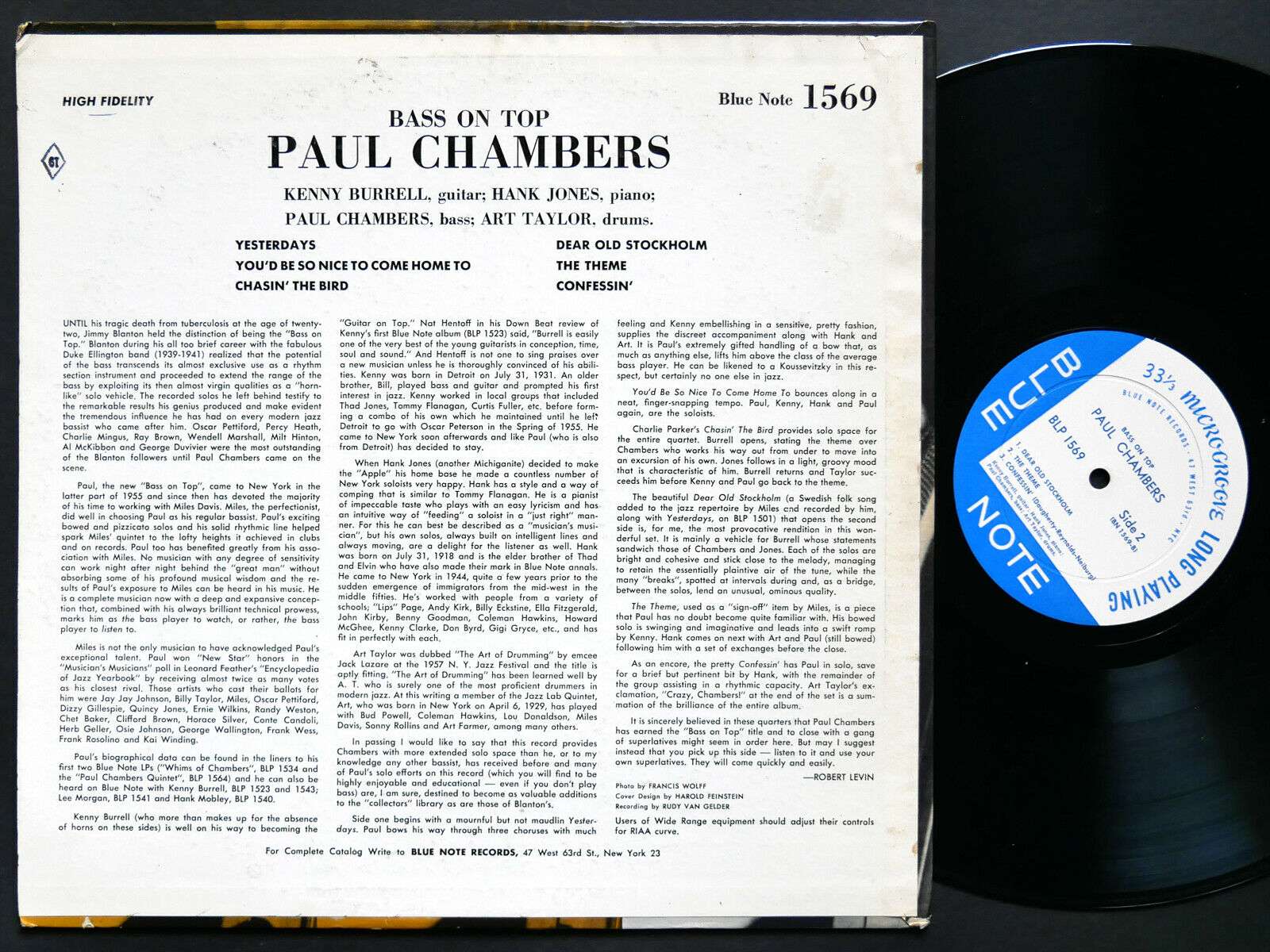 Pic 1 PAUL CHAMBERS Quartet Bass On Top LP BLUE NOTE BLP 1569 US '57 EAR MONO 47W.63rd