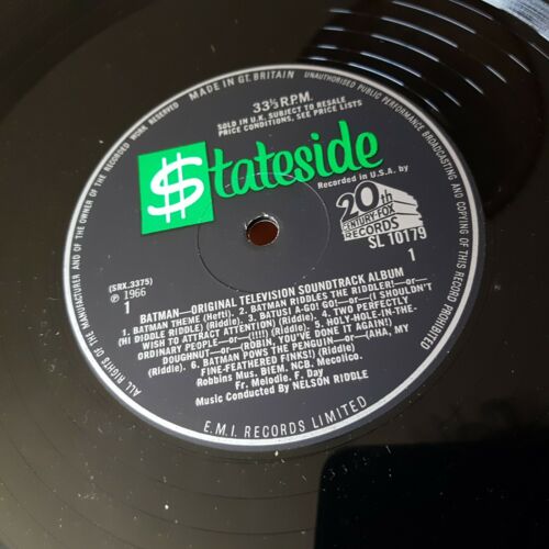 Pic 2 BATMAN Original Television Soundtrack scarce UK LP 1966, EX+/NM