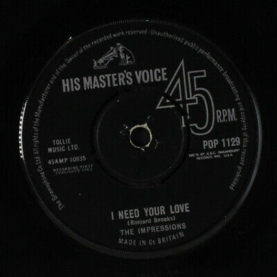 Pic 1 IMPRESSIONS: I'm The One Who Loves You / I Need Your Love 45 (UK, company slee