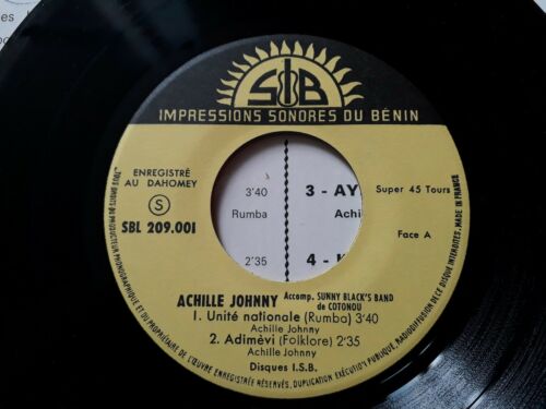 Pic 4 Rare 45 t vinyle EP african Dahomey Impressions Sonores du Benin Achille Johnny