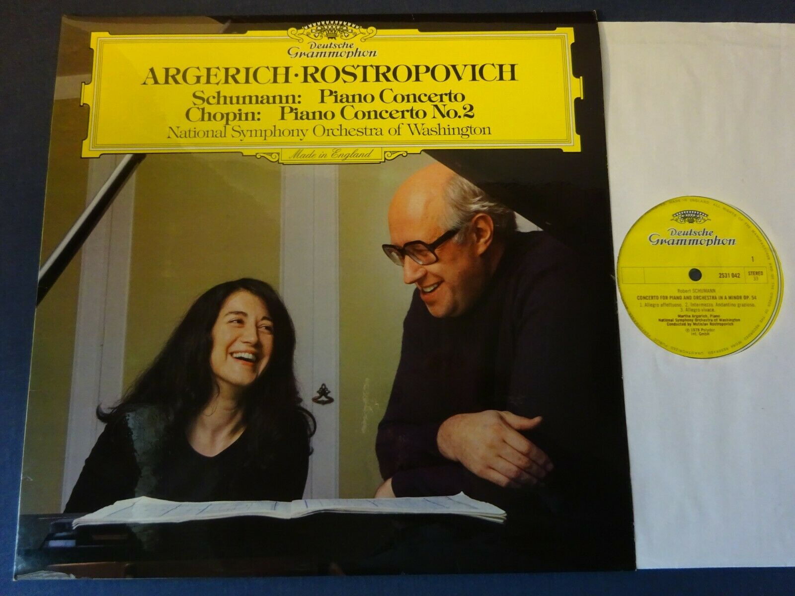 NM SCHUMANN / CHOPIN - PIANO CONCERTOS LP, Argerich, Rostropovich, DG 2531 042