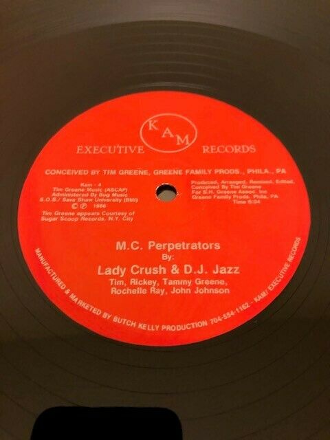 LADY CRUSH & DJ JAZZ -M.C. PERPETRATORS 12 ON KAM EXECUTIVE- ELECTRO RAP VG+