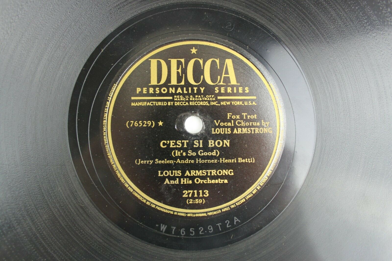 Pic 2 La Vie En Rose / C'Est Si Bon Louis Armstrong Decca Personality Series 78 RPM