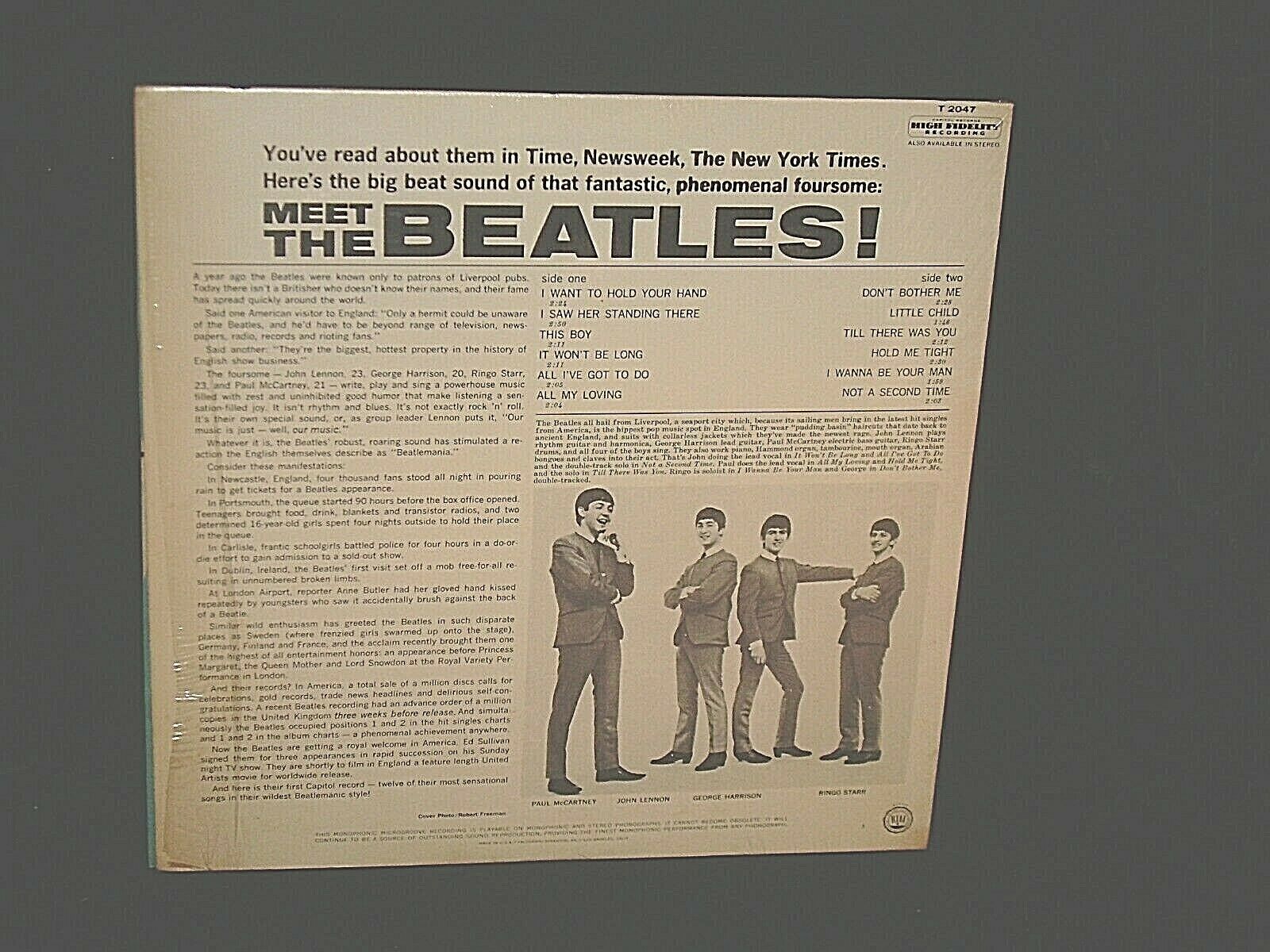 Pic 1 The Beatles LP CAPITOL T2047 Meet The Beatles MONO  NO PUBLISHING CREDITS SHRINK