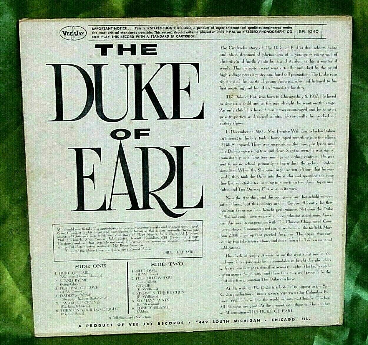 Pic 1 Original 1962 Stereo Doo Wop / Soul LP: Gene Chandler - Duke Of Earl - Vee Jay