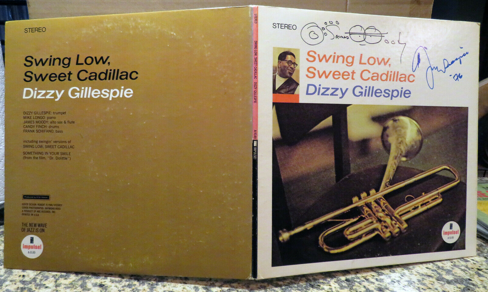 Pic 3 Dizzy Gillespie James Moody. BOTH signed autographed autograph record LP. RARE