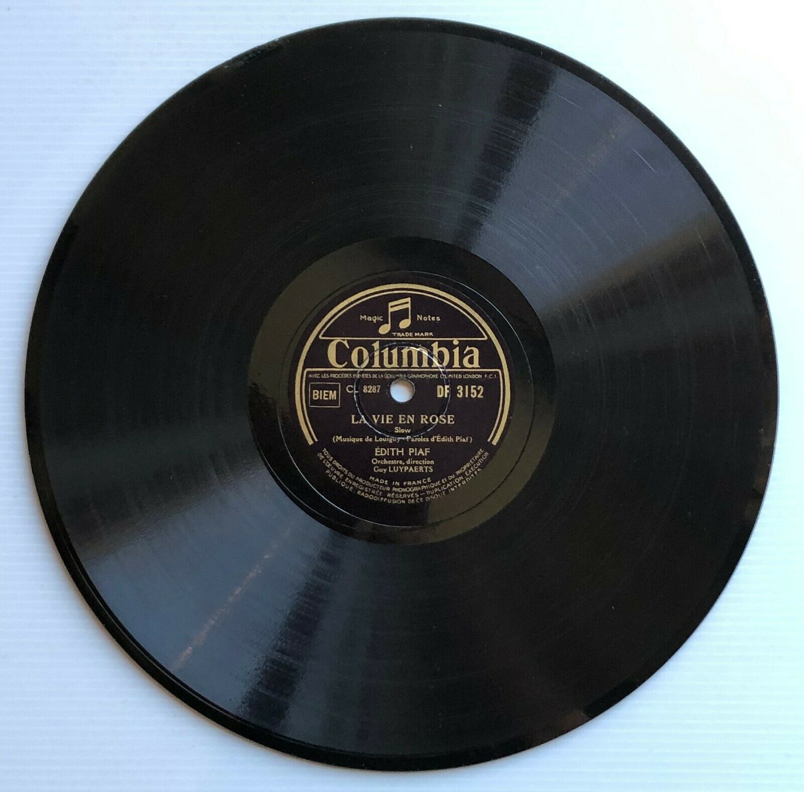  EDITH PIAF la vie en rose DISQUE 78 tours / rpm COLUMBIA DF  3152 - auction details